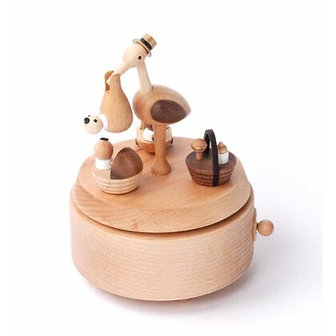 Wooderful Life Music Box – Baby Stork Delivery